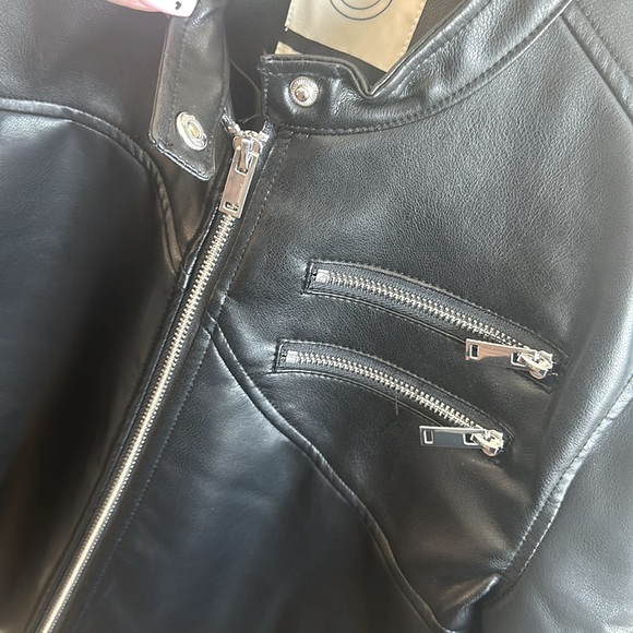 Stoosh Robyn Faux Leather Racing Jacket Front Zip Vegan Leather Womens Size S - Picture 6 of 10